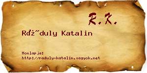 Ráduly Katalin névjegykártya